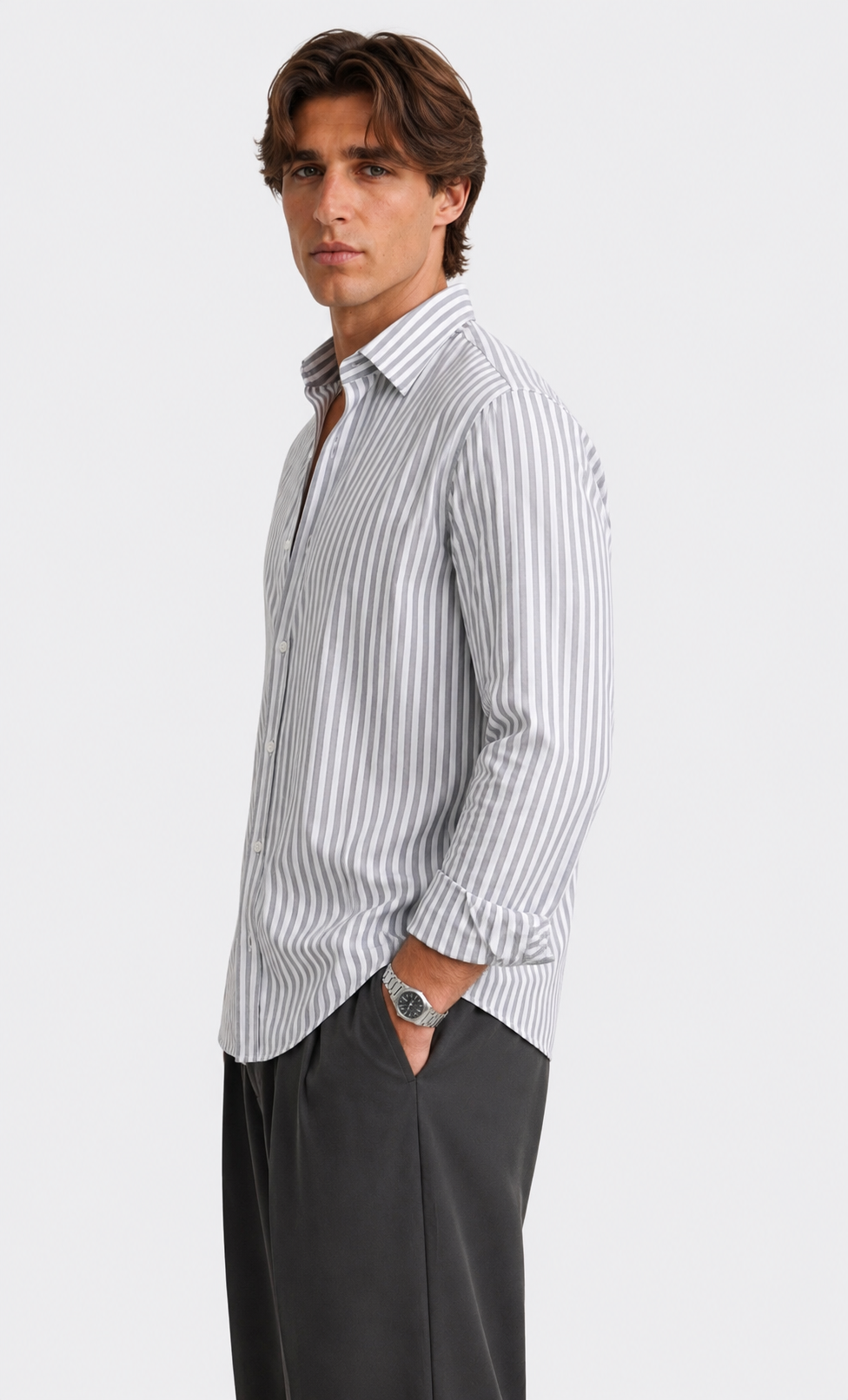 DARK GRAY STRIPED SHIRT