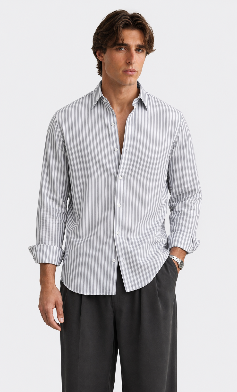 DARK GRAY STRIPED SHIRT