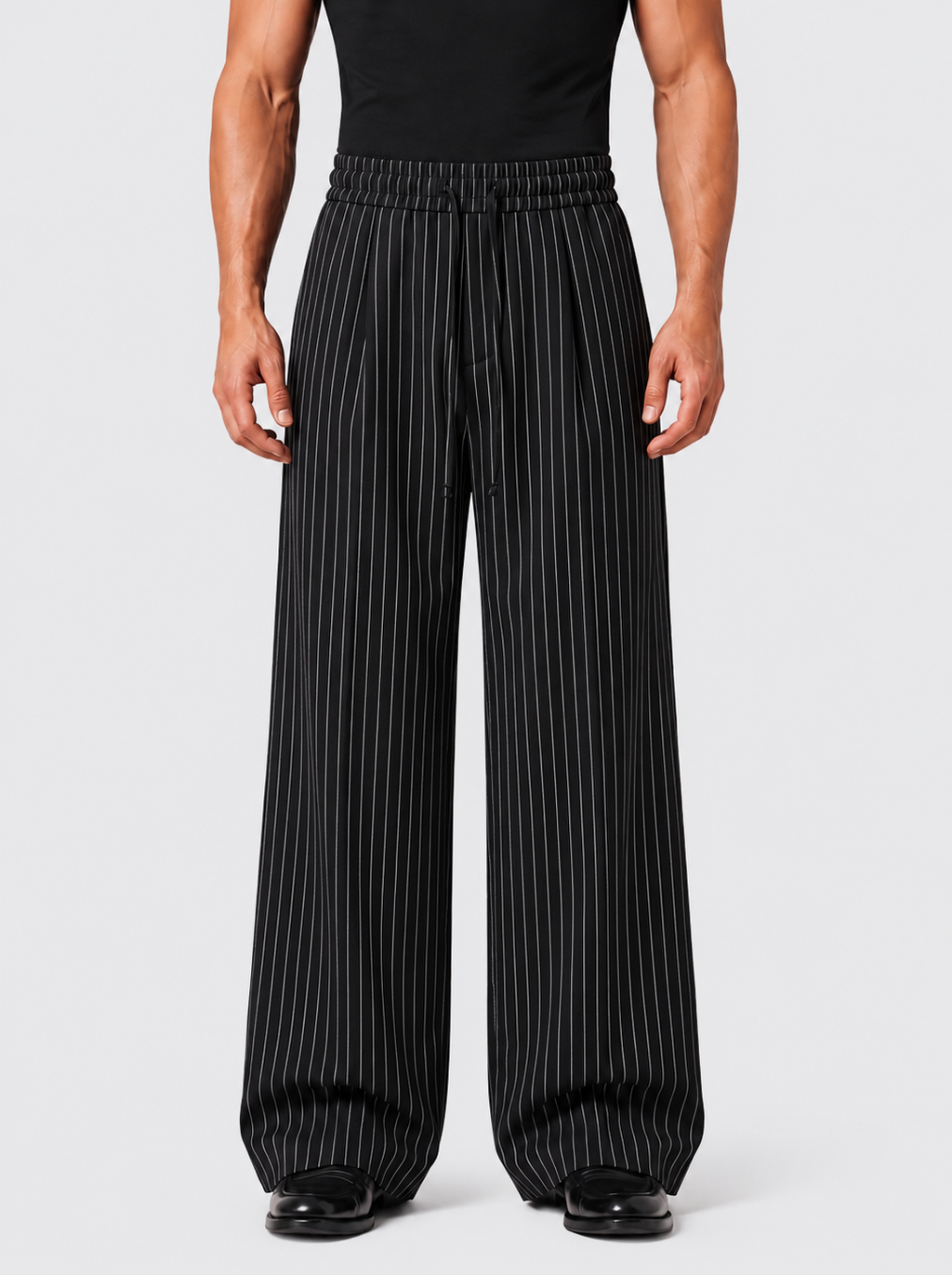 STRIPED BLACK Tailored Pants