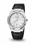 Silver Bestwin Dial Leather Strap Watch