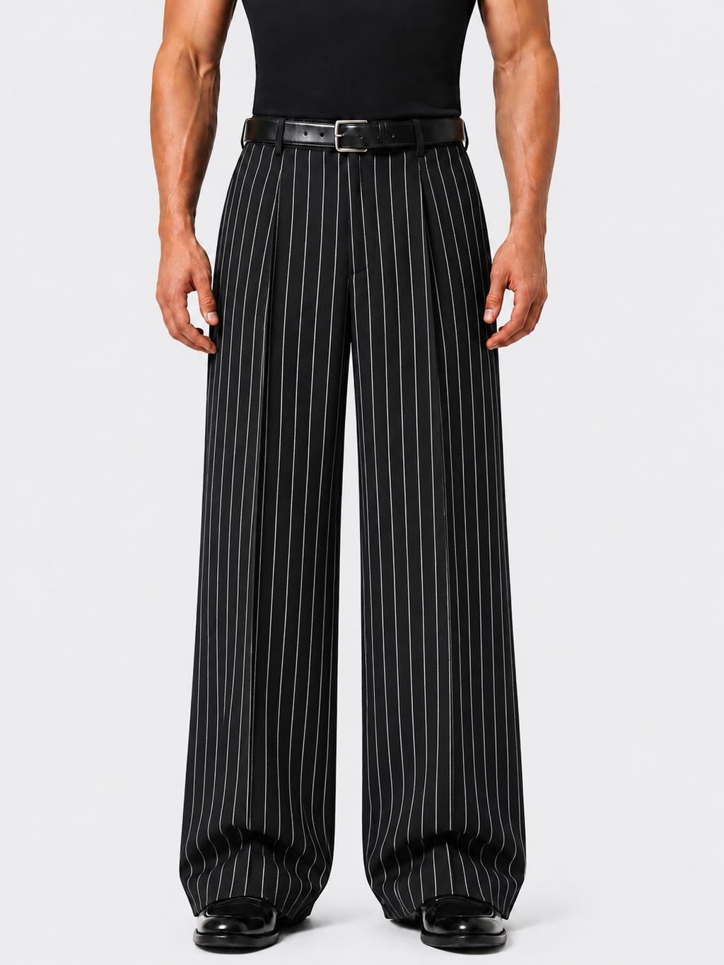 STRIPED BLACK Tailored Pants