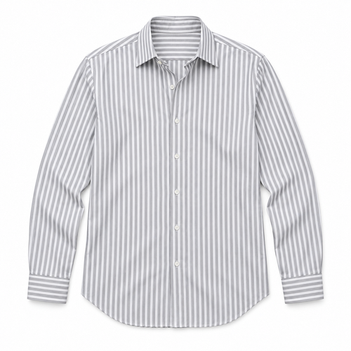 Dark Gray Striped Shirt — flat-lay mockup on a white background