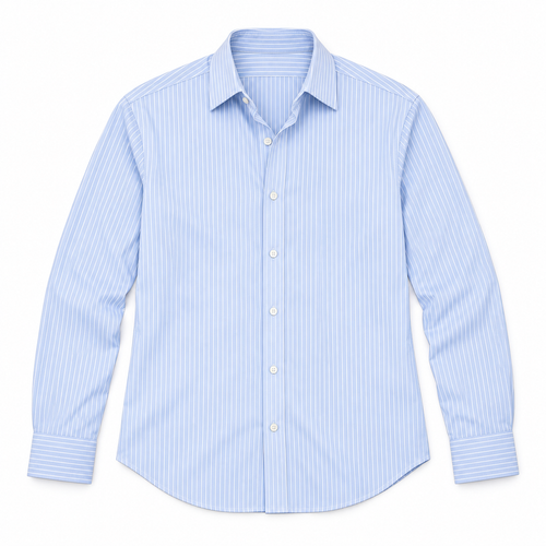 Baby Blue Striped Shirt — flat-lay mockup on a white background