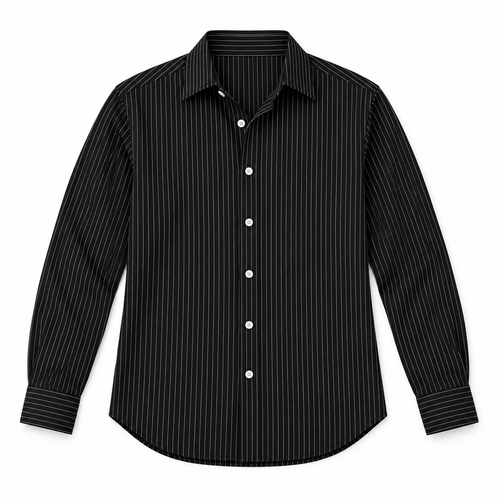 Black Striped Shirt — flat-lay mockup on a white background