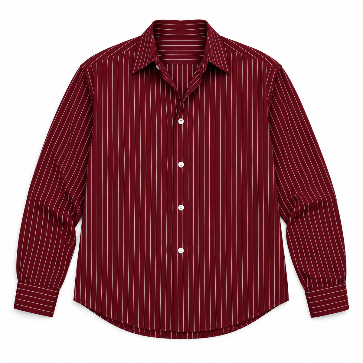 Burgundy Striped Shirt — flat-lay mockup on a white background