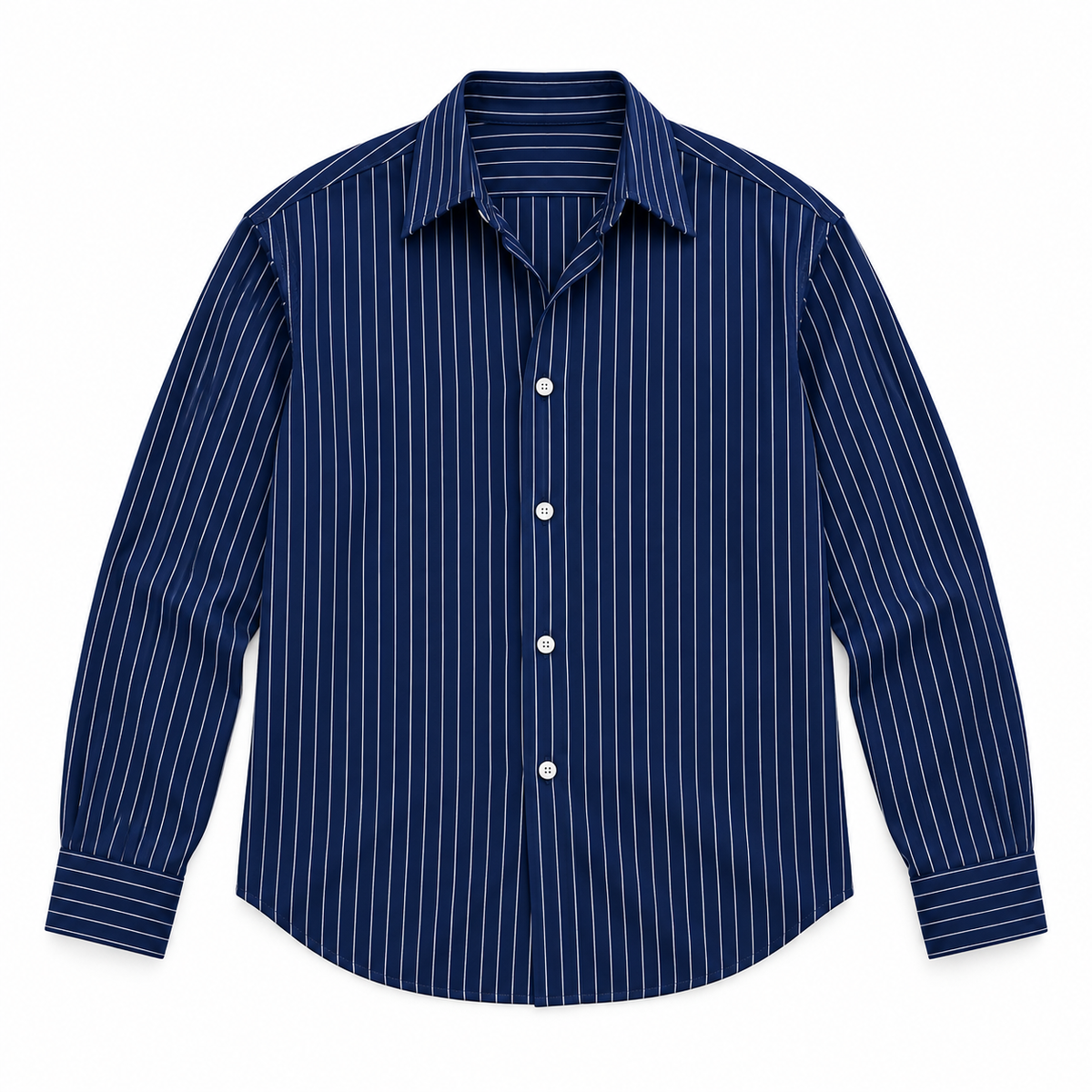 Navy Blue Striped Shirt — flat-lay mockup on a white background